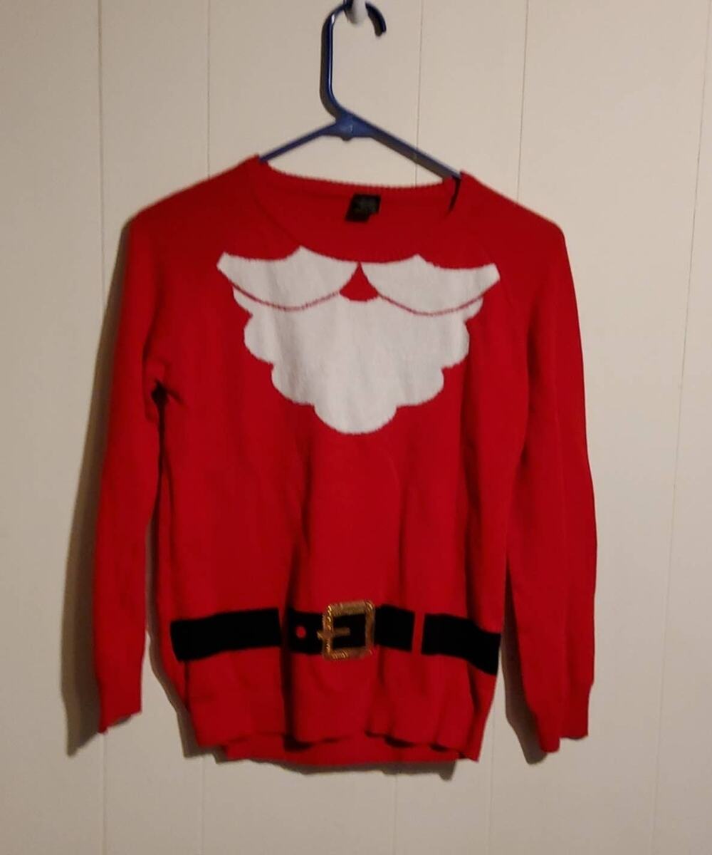 Santa beard sweater girls XL 14-16